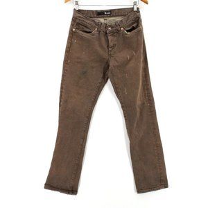 KREW Jeans Mens Brown Denim Casual Skateboarding Flat Front Slim Fit Cotton 30